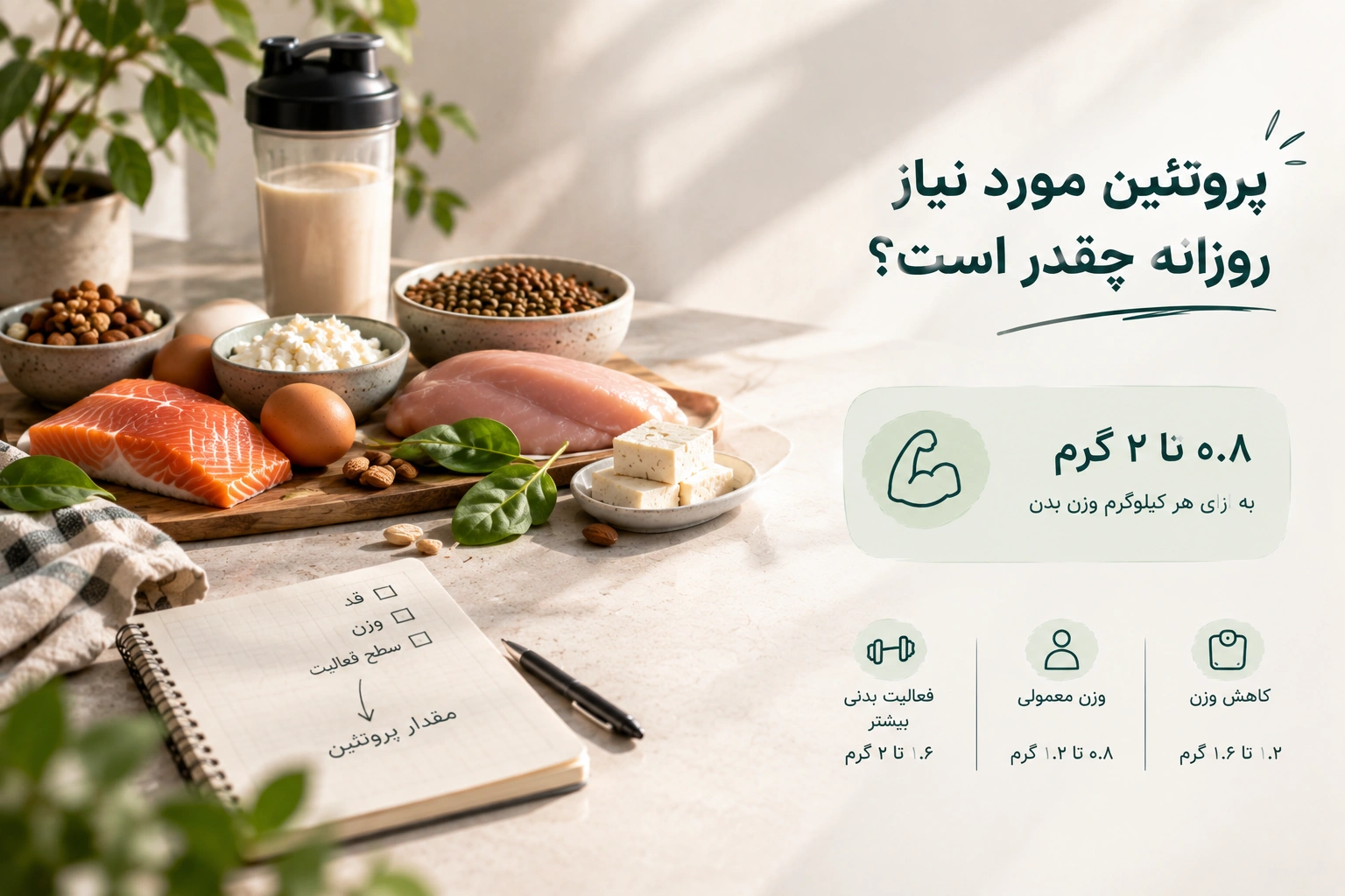 پروتئین مورد نیاز روزانه چقدر است؟ محاسبه مقدار پروتئین