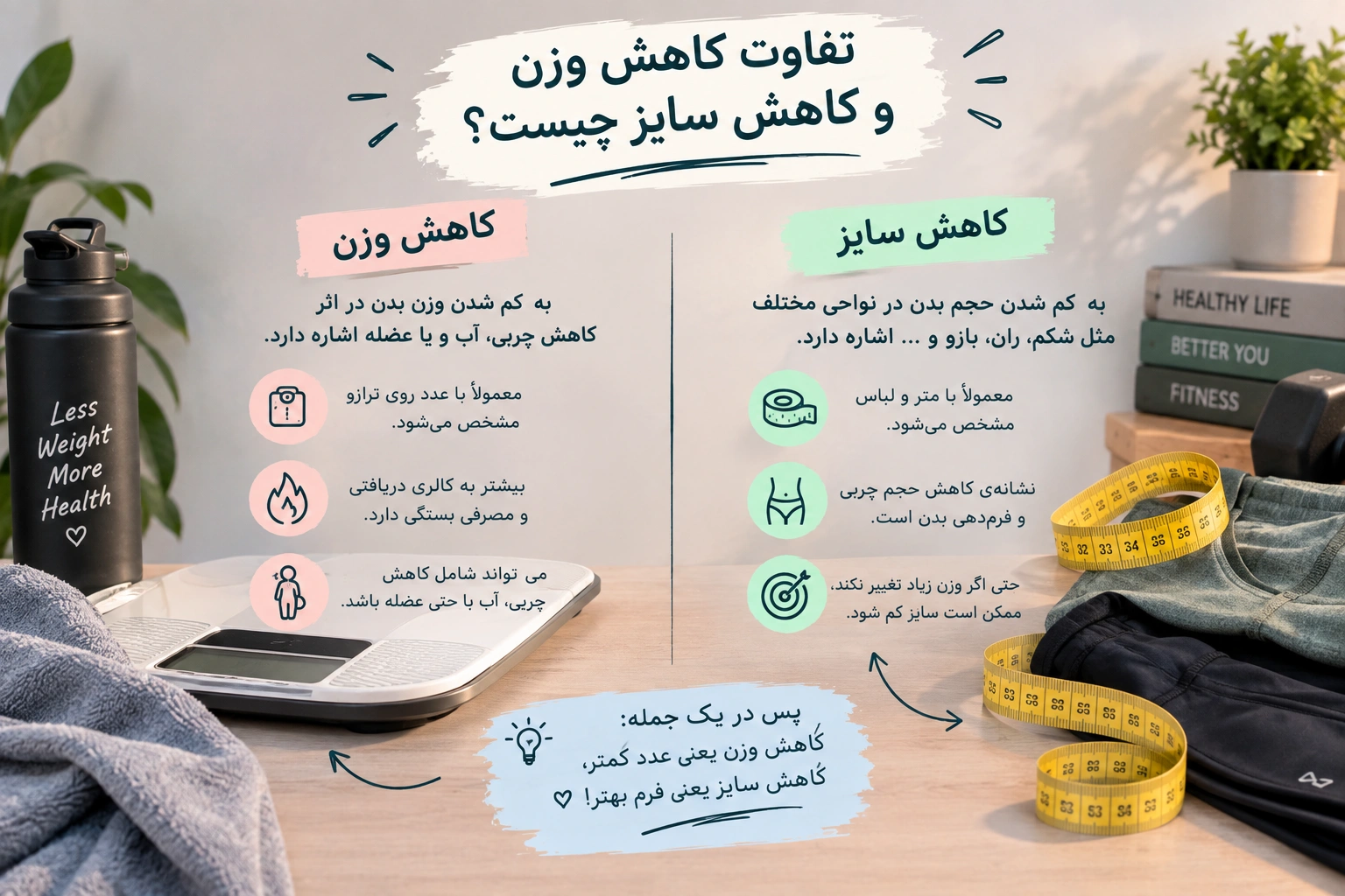 تفاوت کاهش وزن و کاهش سایز چیست؟