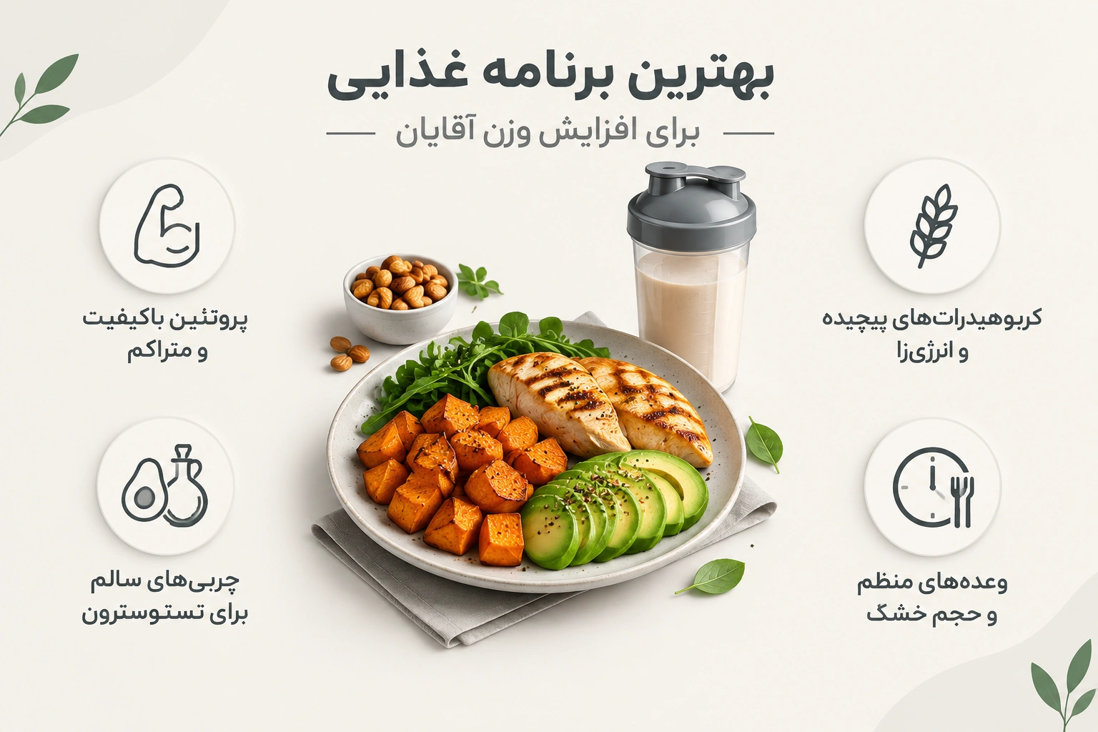 بهترین برنامه غذایی برای افزایش وزن آقایان | رژیم چاقی مردان