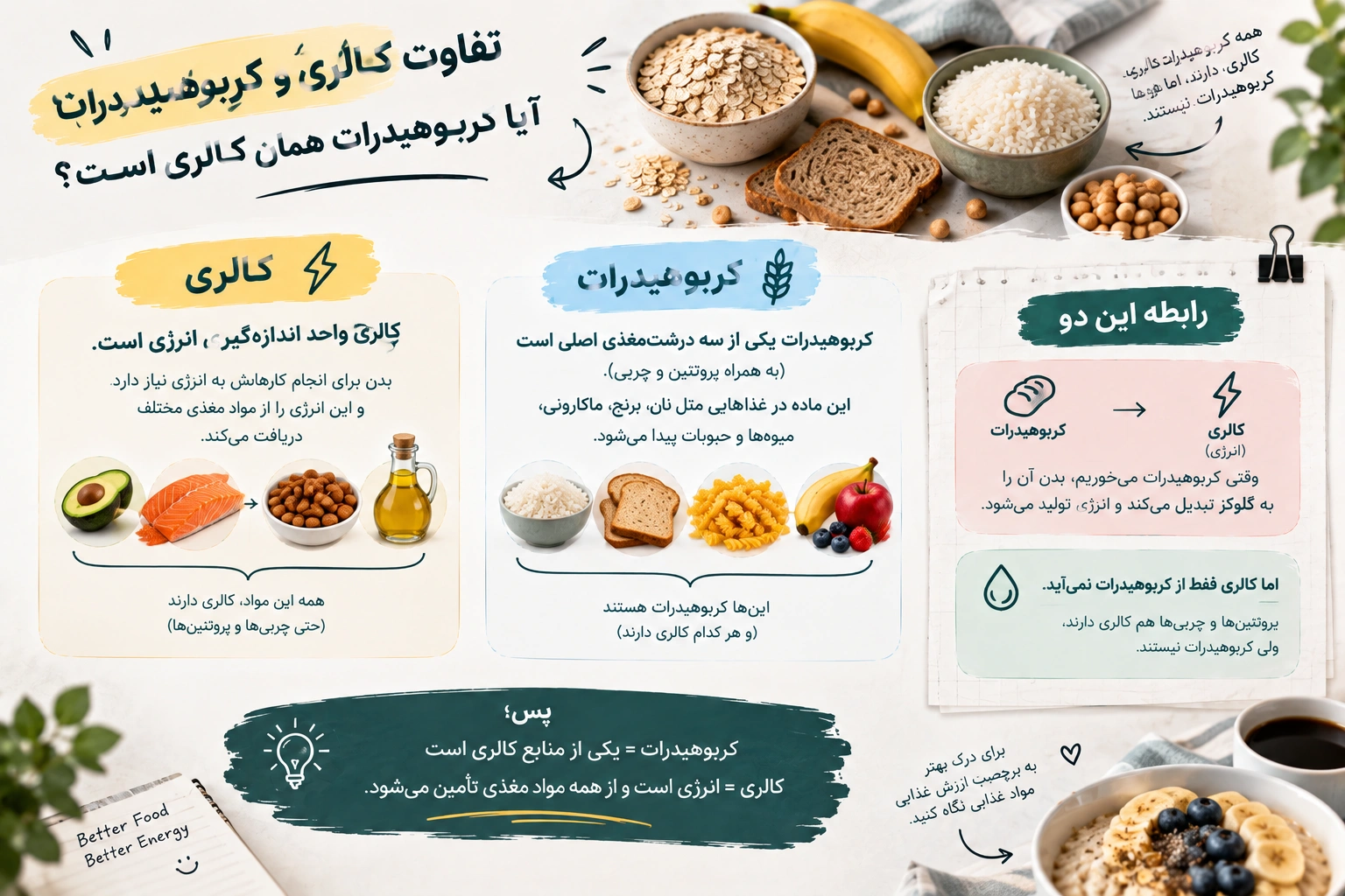 تفاوت کالری و کربوهیدرات چیست؟ آیا کربوهیدرات همان کالری است؟