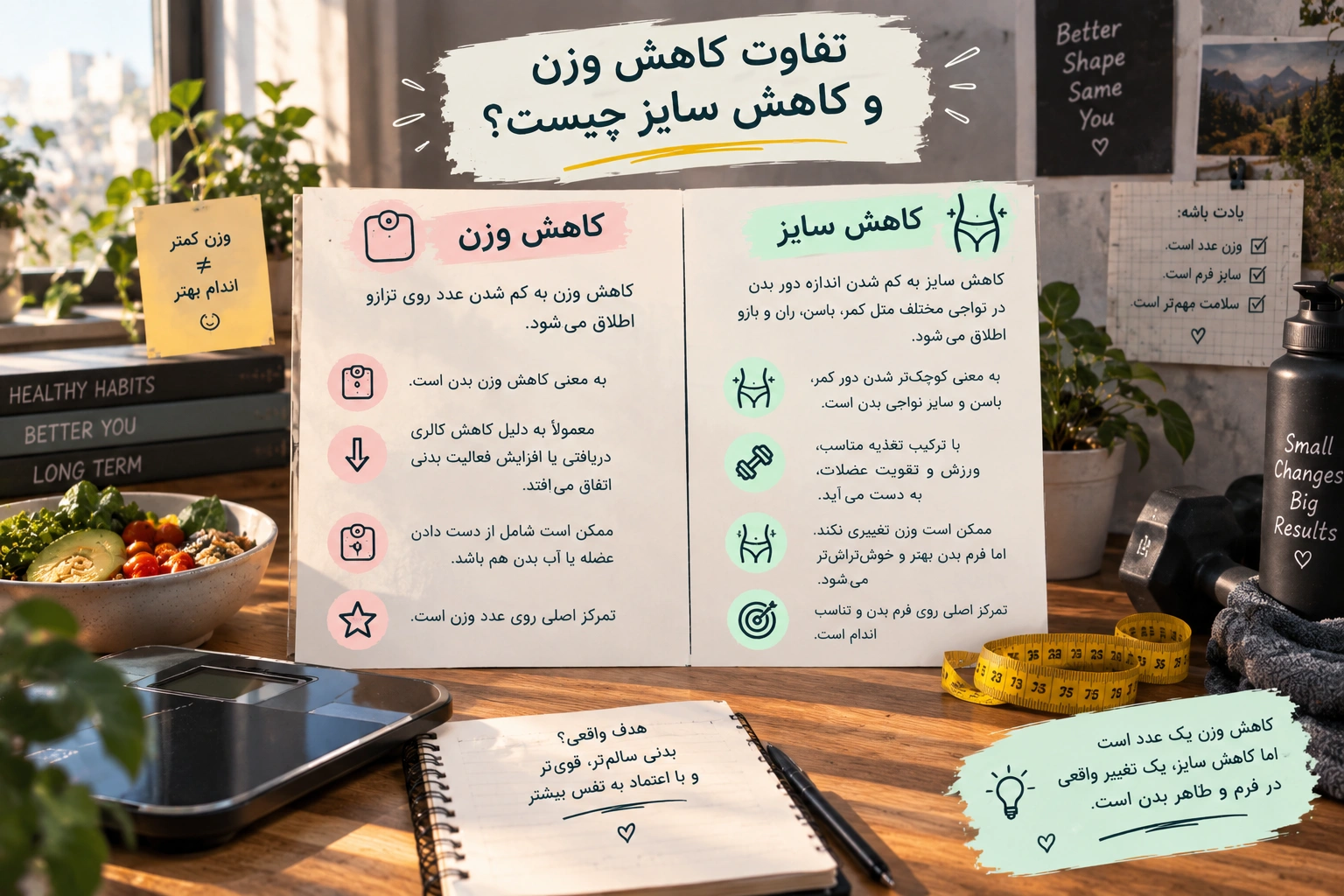تفاوت کاهش وزن و کاهش سایز چیست؟