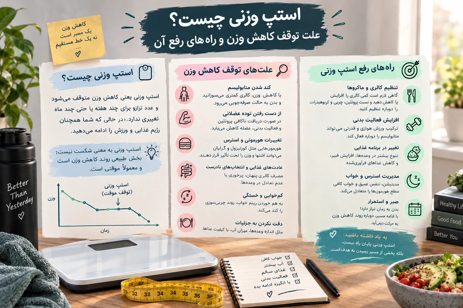 استپ وزنی چیست؟ علت توقف کاهش وزن و راه های رفع آن